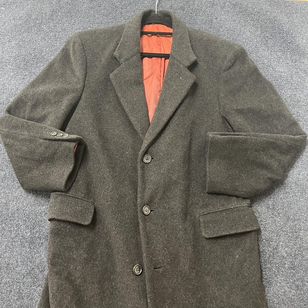 Wool Overcoat Mens 44 Gray Long‎ Single Breasted Dress Coat Fabric Woven Italy